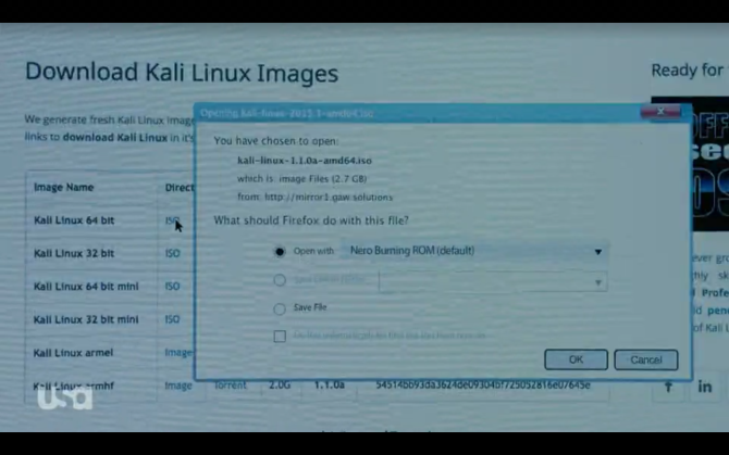 Kali Linux Download on Mr. Robot