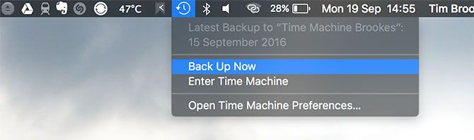 Time Machine Back Up Now Mac