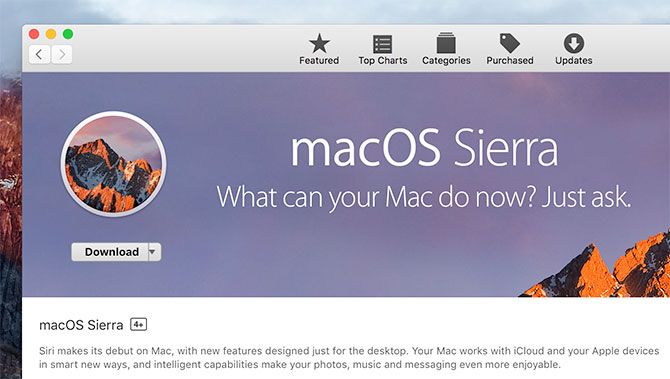 Download macOS Sierra in App Store