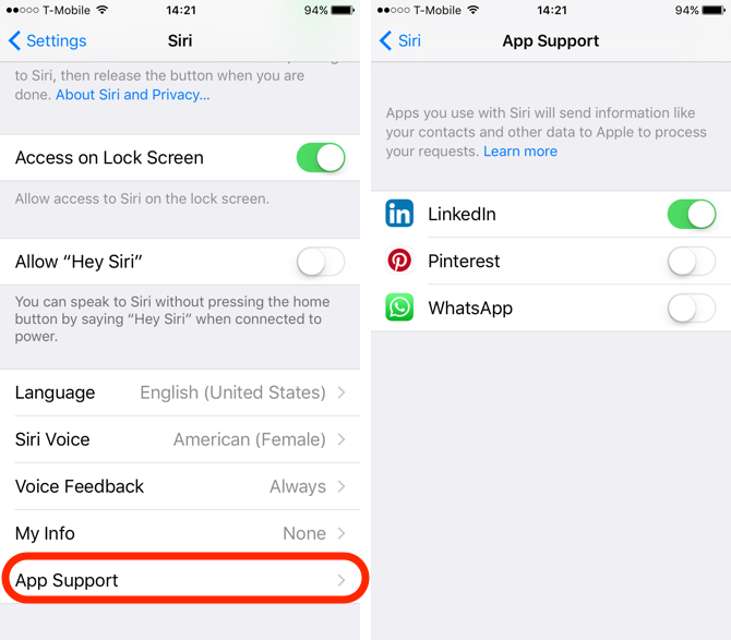 iOS 10 Feature Siri App Support