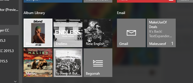 Windows 10 Groove Music on Start Menu
