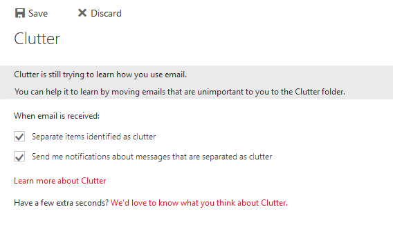 Outlook Clutter Feature