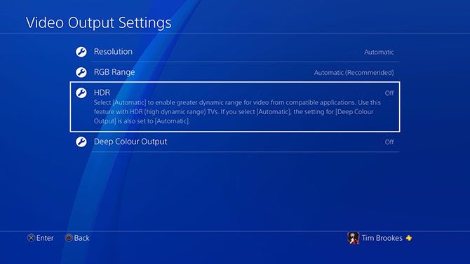 PlayStation 4 HDR Feature Settings