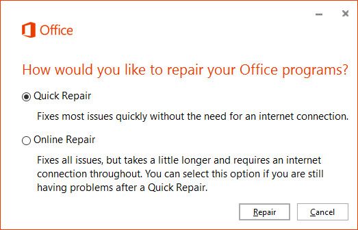 Quick Repair Wizard for Microsoft Office