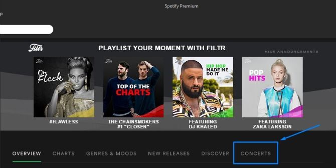 Spotify Concerts Page