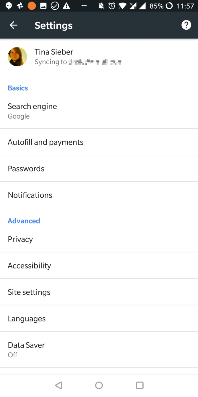 Android Google Chrome の設定