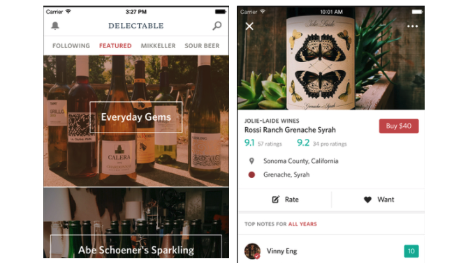iOS Apps Delectable Wines
