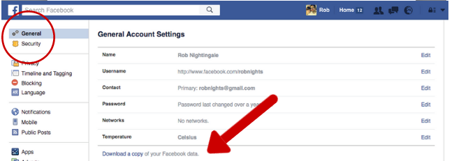 Facebook Tricks and Features -- Download Data