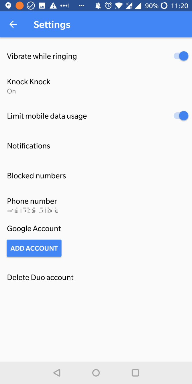 DuoにGoogleアカウントを追加する