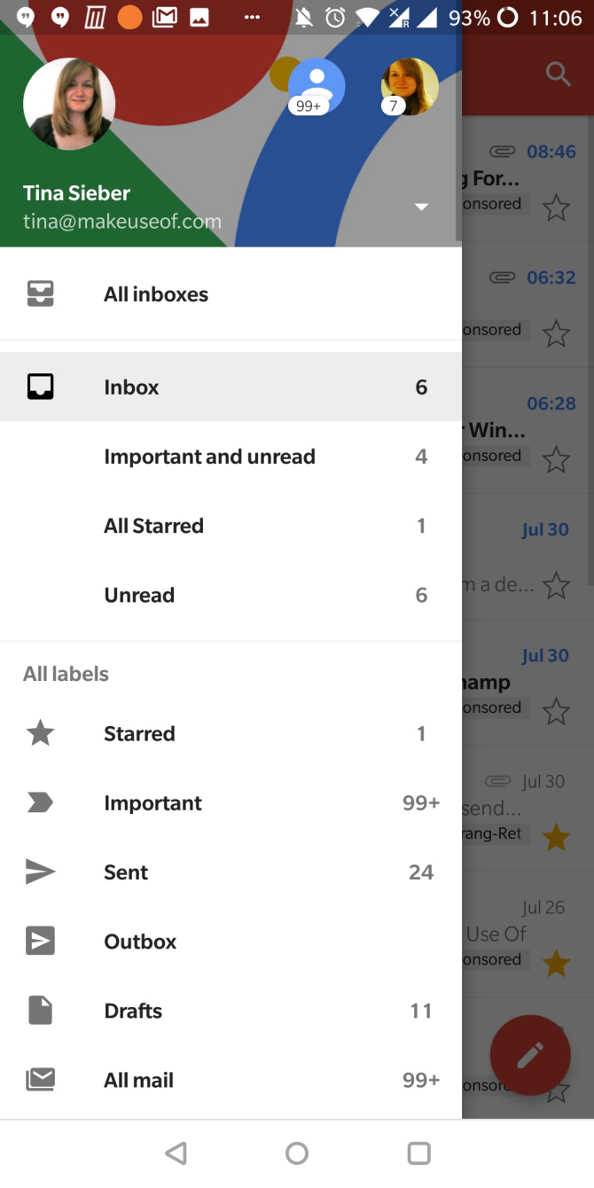 view Gmail accounts Android