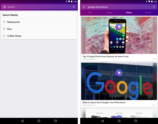 Search Alternatives Android -- Yahoo