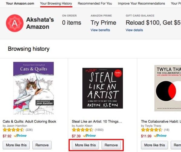 Amazon Browsing History