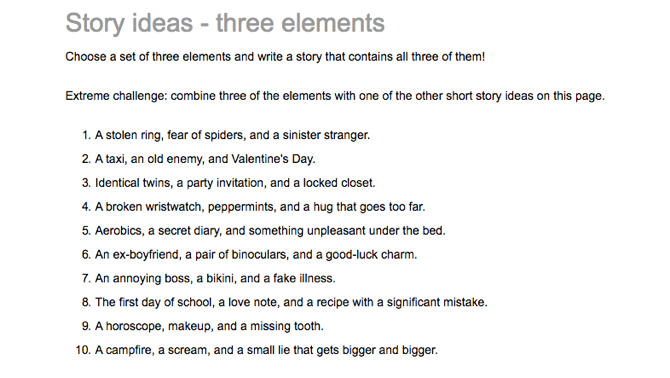 Creative Writing Story Ideas 3 Elements