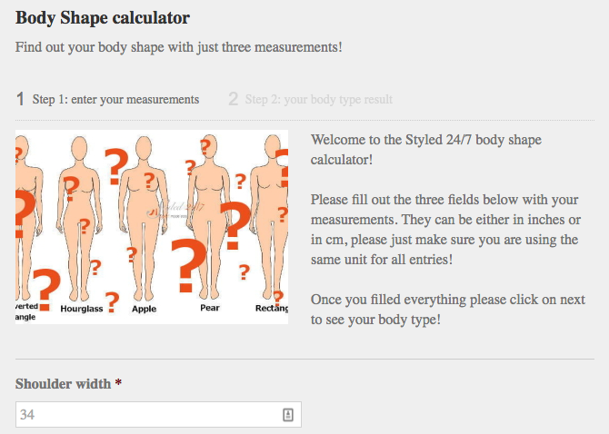 Women Fashion Style Apps -- Body Shape Calculator