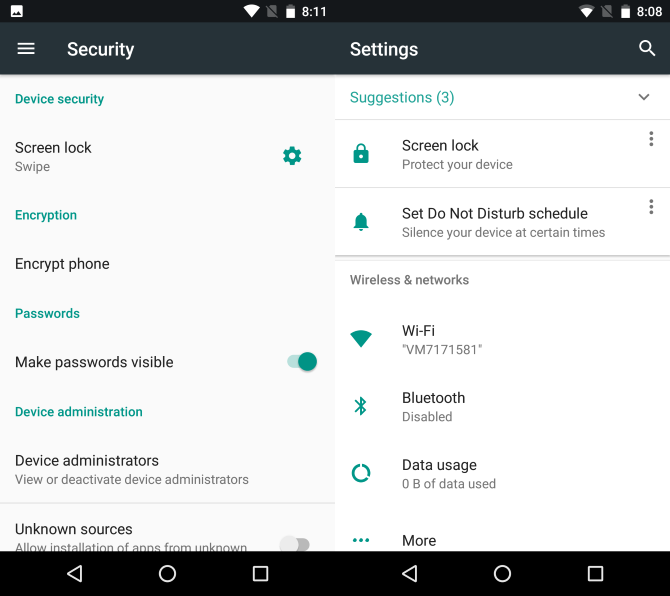 Android N Reasons -- Settings Interface