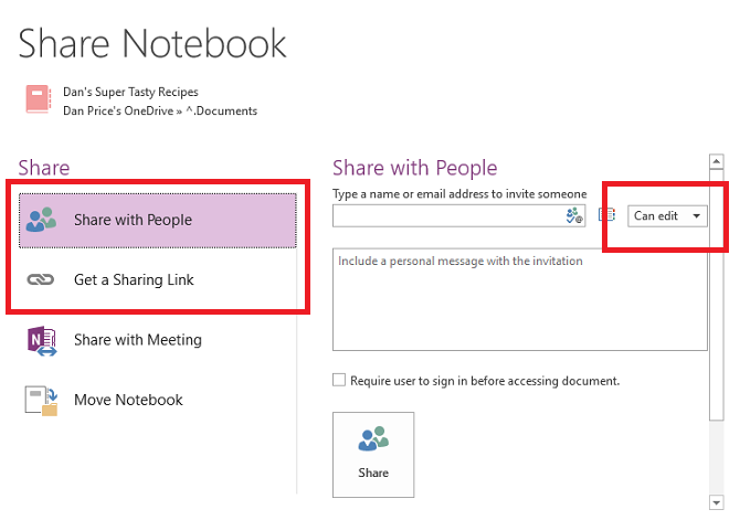 onenote-share-notebook