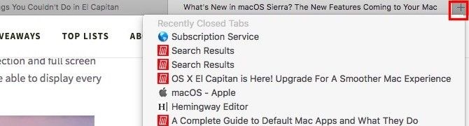 Recently Closed Tabs