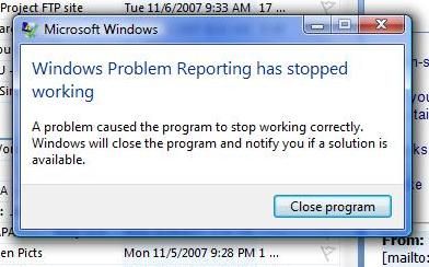 Windows Program Reporting Error