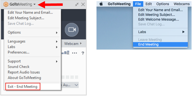 GoToMeeting -- End Meeting