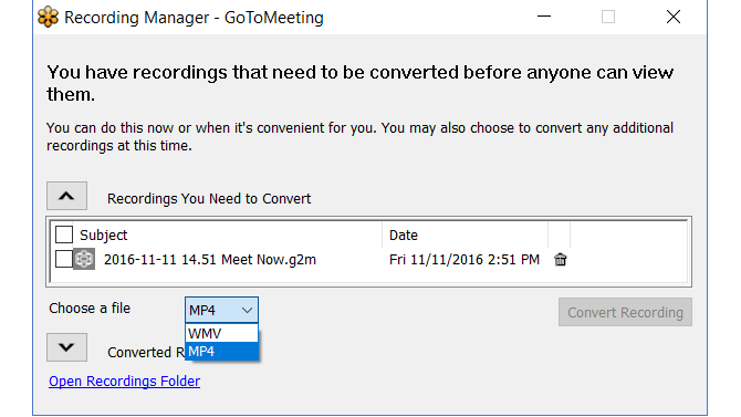GoToMeeting -- Recording Convert File