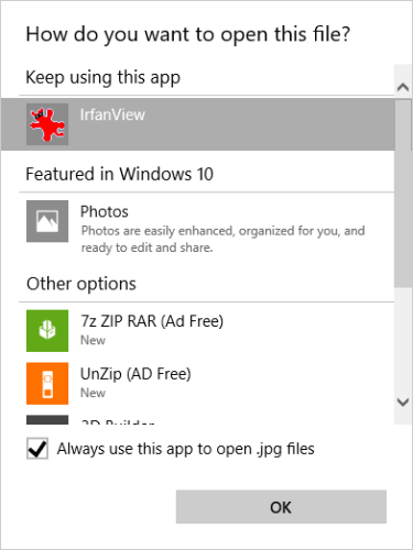 Windows 10 File Type Association