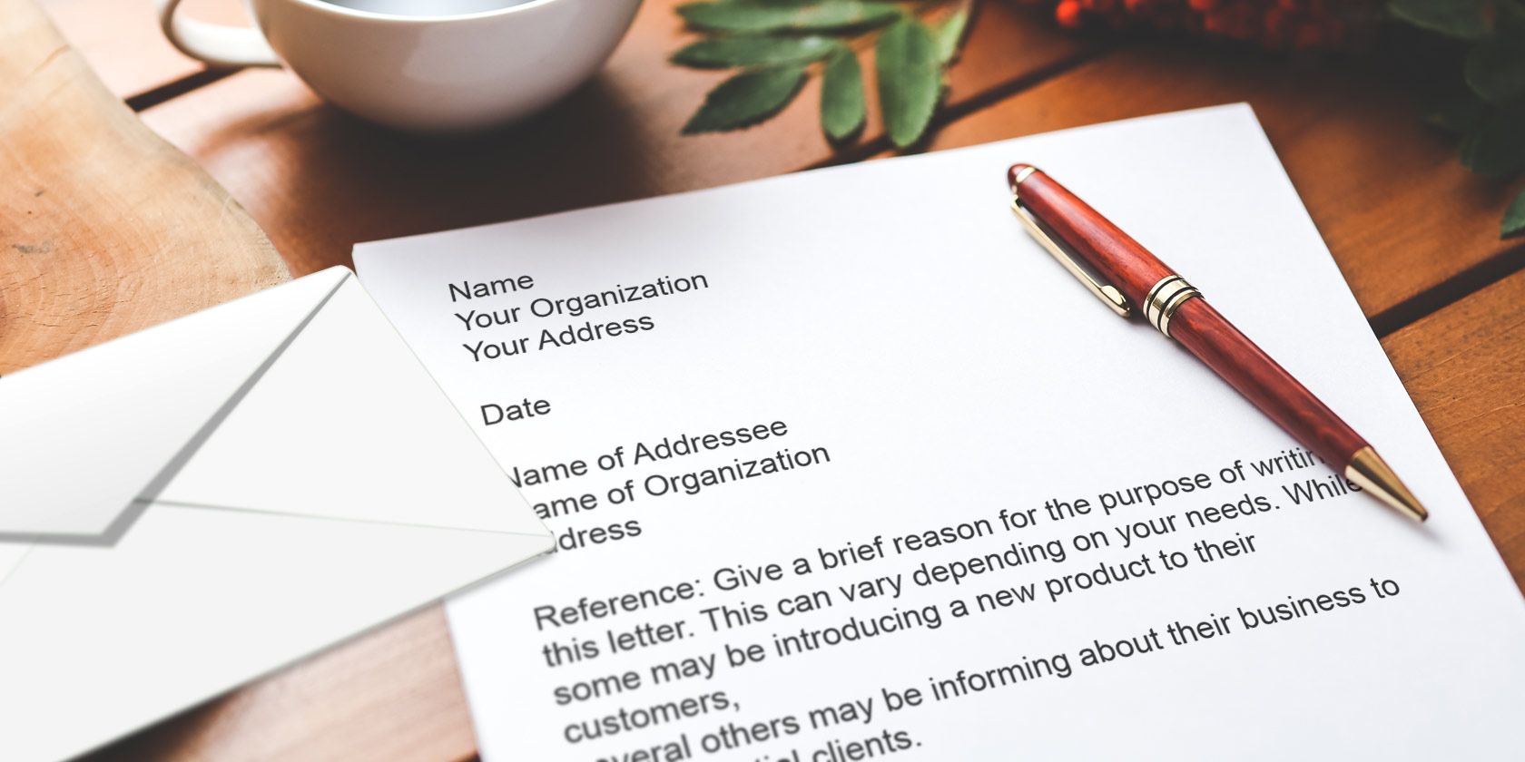 An image of a business letter sample on top of a table