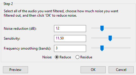 Remove background noise - Filter the audio