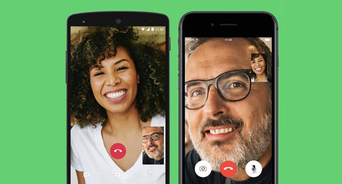 image depicting whatsapp video call in progress on two screens