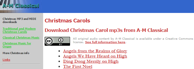 Chants de Noël classiques AM avec classement Creative Commons
