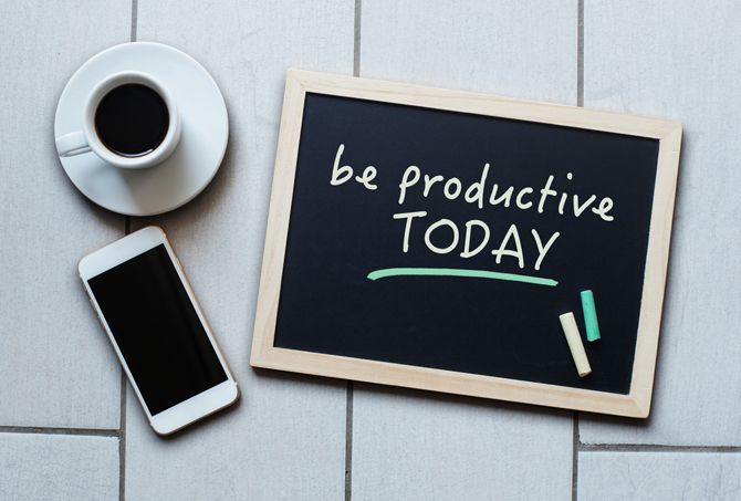 Be Productive Motivational Message on Chalkboard