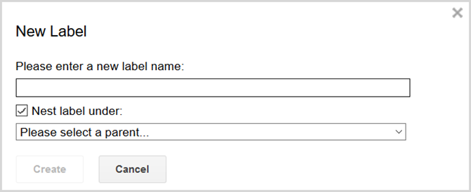 gmail settings create label