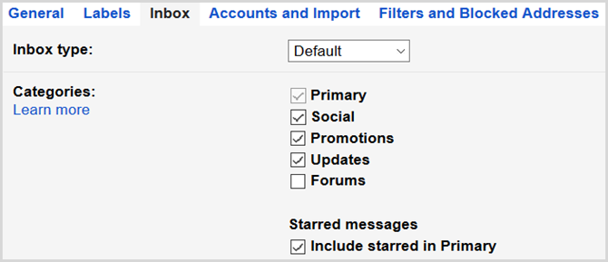 gmail settings default type