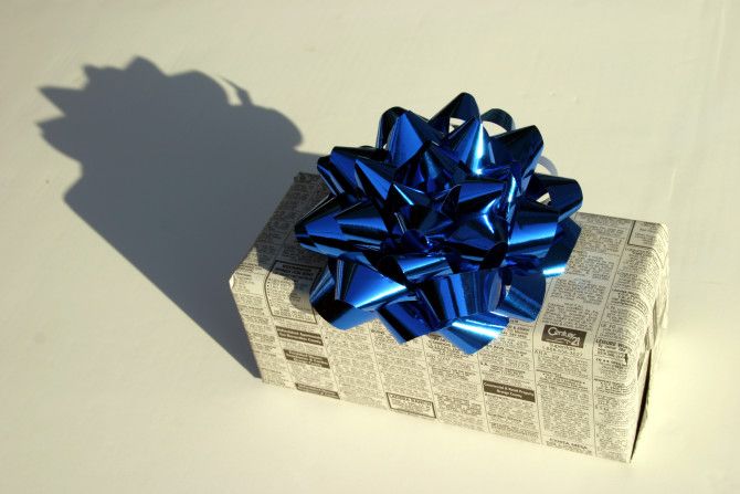 Newspaper Wrapped Gift