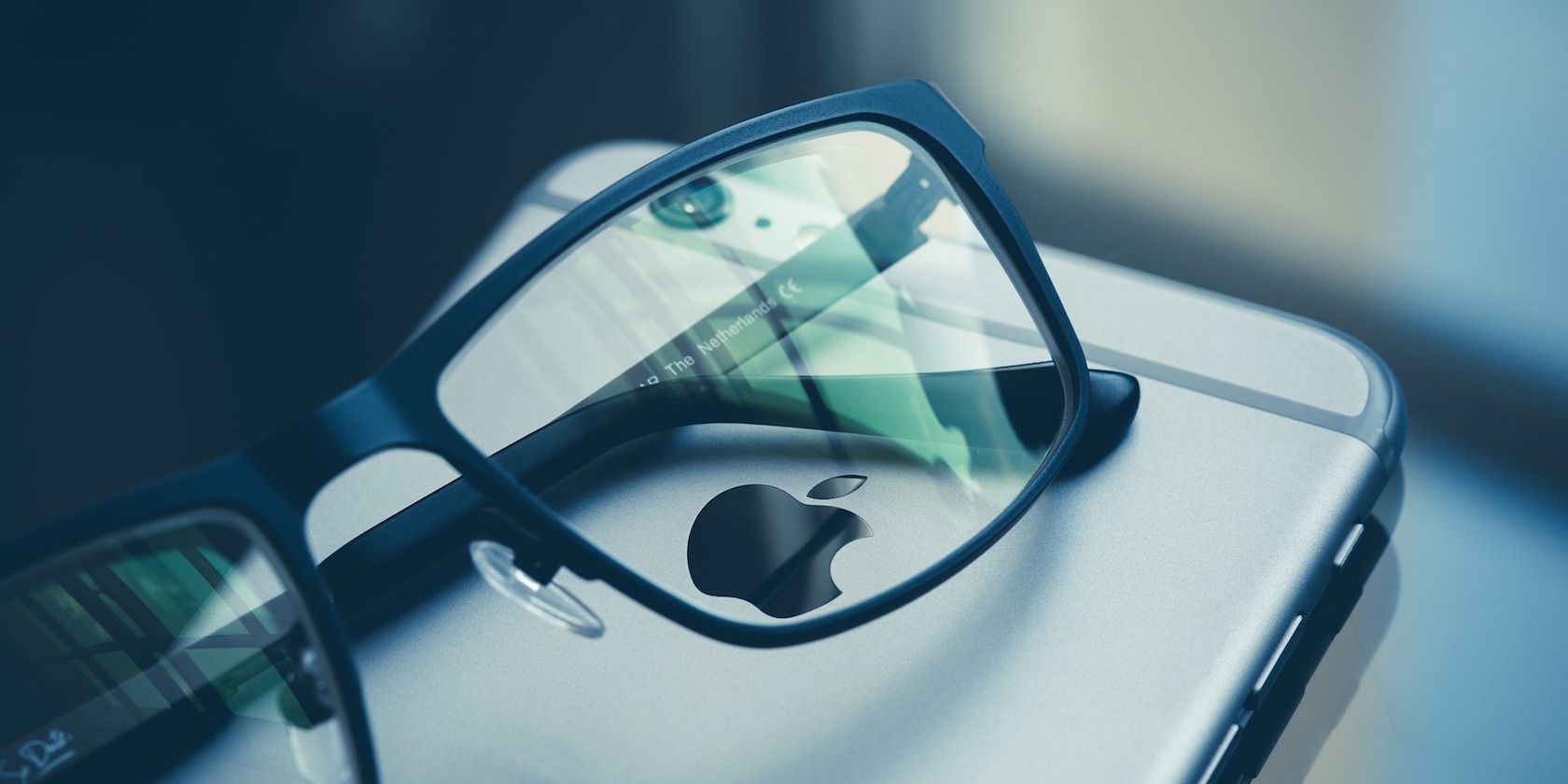 Pair of glasses on an iPhone