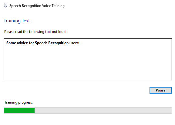 windows 10 speech recognition training