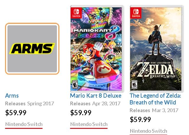 Nintendo Switch Game Prices