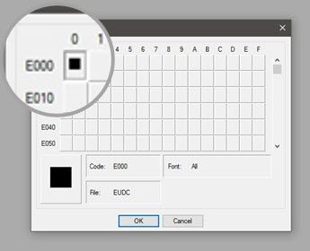 can you create a new font using private character editor that you can type into