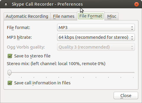 Skype Call Recorder Linux Settings