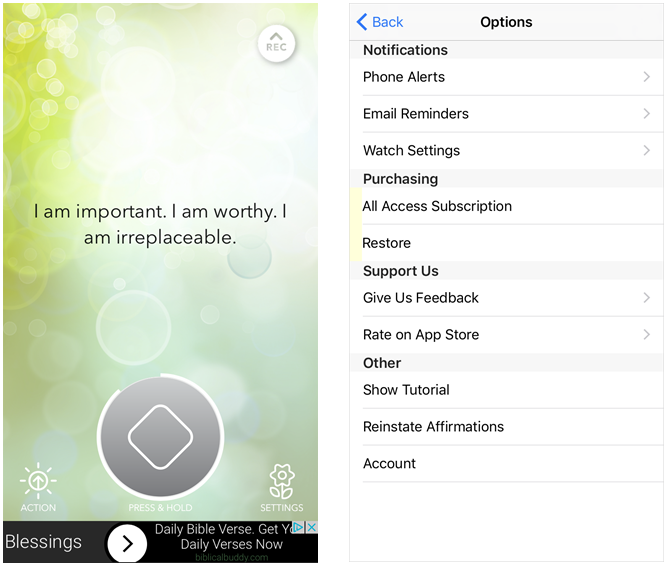 unique daily affirmations iphone app