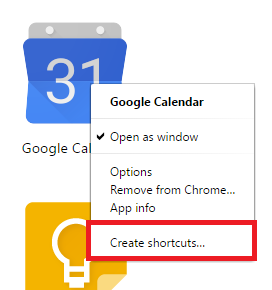 create shortcut on desktop in chrome