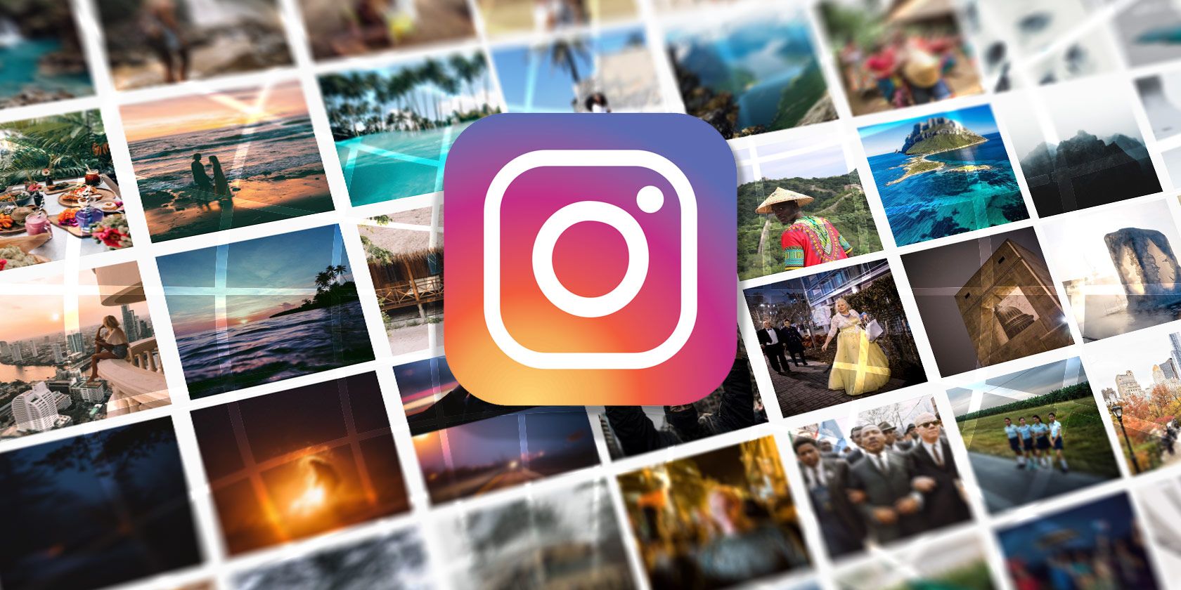 Instagram logo on background of photo icons