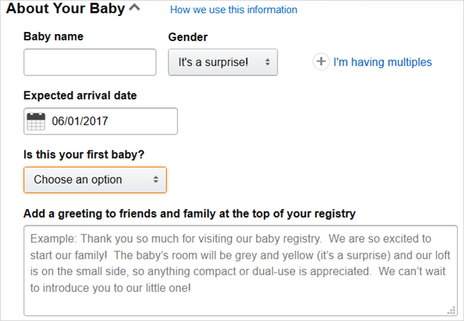 amazon baby registry about your baby