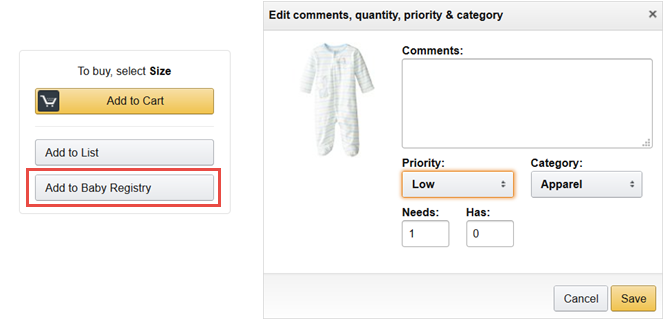 amazon baby registry add edit