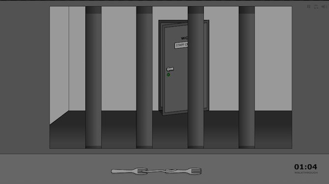A screenshot of the two doors to escape from in Escape the Prison