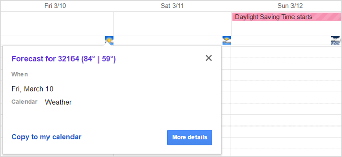 google calendar weather