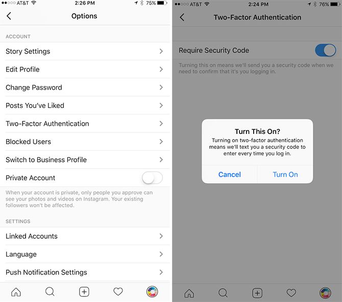 two factor authentication on ios