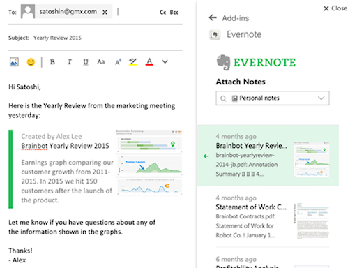 evernote outlook