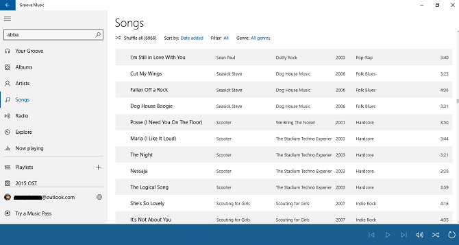 groove music layout