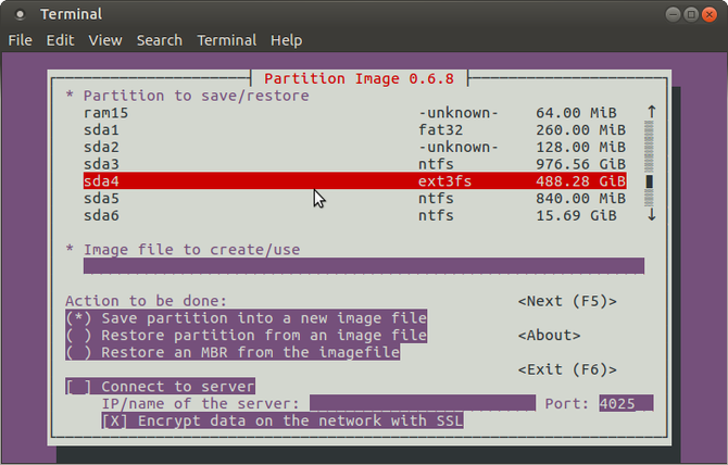 Create a Linux disk image for backup
