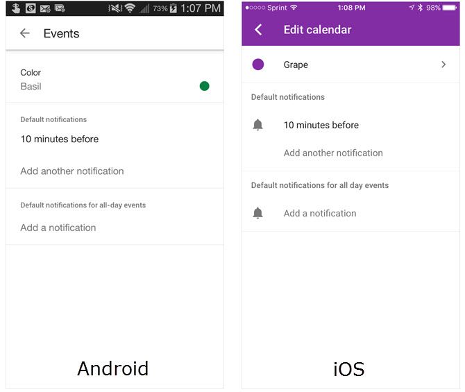 google calendar notifications mobile